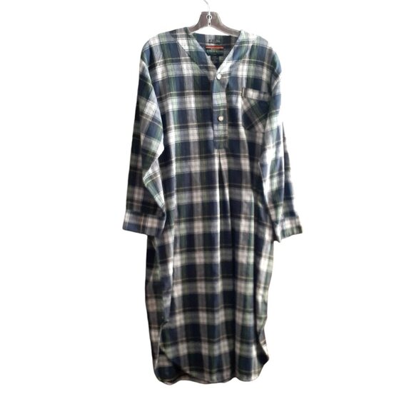 Wynbrier Night Shirt Sleep Gown Unisex 100% Cotton Plaid M 1/4 button Portugal . - Picture 14 of 16